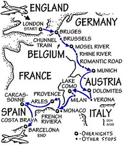 Rick Steves, Europe through the Back Door, 2000, 25 years ago, Best of Europe II, tour, map