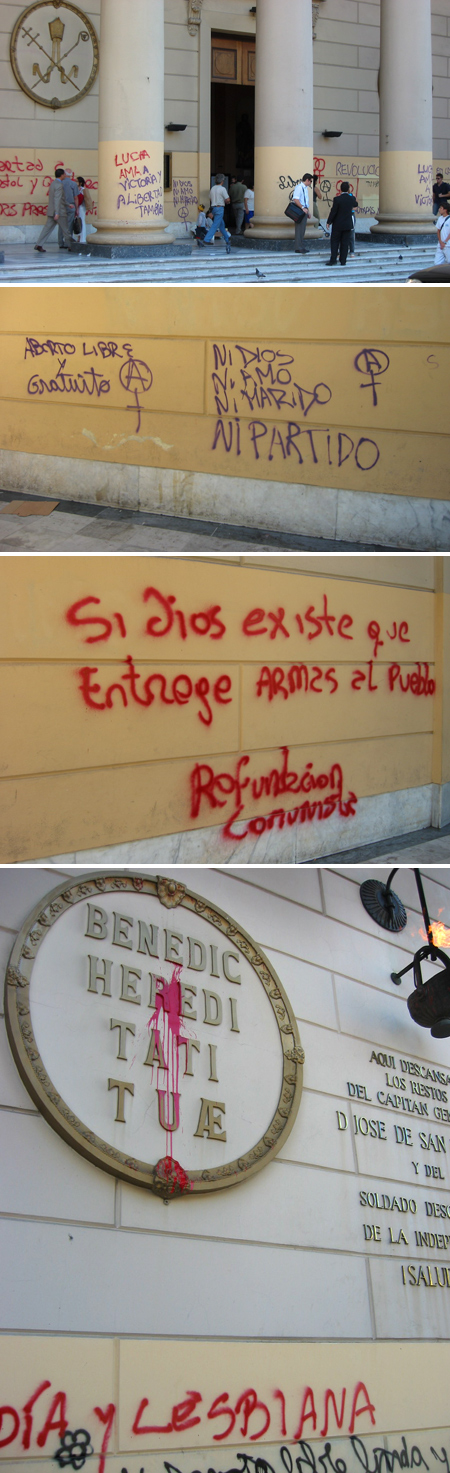 Argentina, Buenos Aires, Plaza de Mayo, catedral, Communist, graffiti