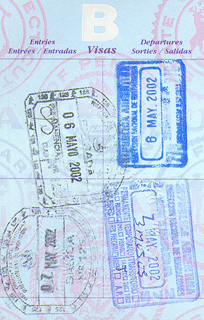 US passport, stamps