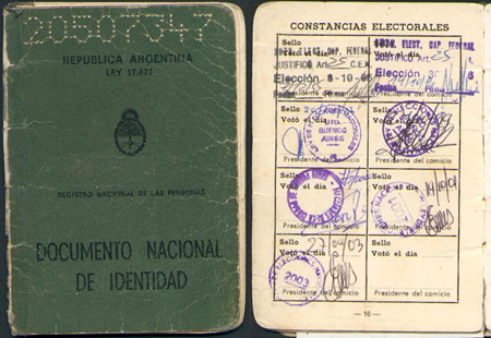 Argentina, DNI, constancias electorales