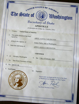 WA state, apostille