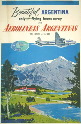 Argentina, travel poster, Bariloche, Aerolíneas Argentinas
