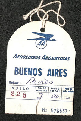 Aerolíneas Argentinas, luggage tag, Buenos Aires