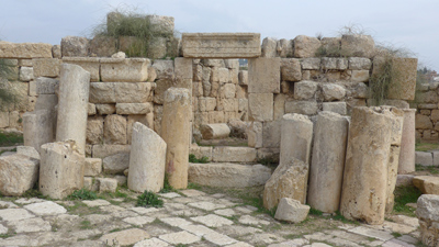 Jordan, Jerash, Roman ruins, store front