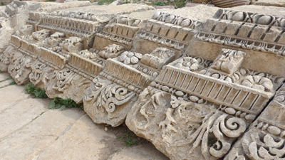 Jordan, Jerash, Roman ruins, entrance gate of Temple of Artemis