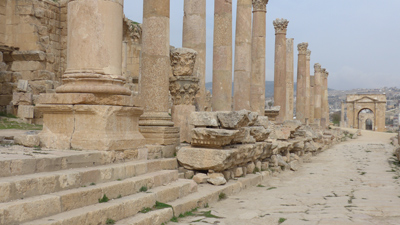 Jordan, Jerash, Roman ruins, entrance to Temple of Artemis