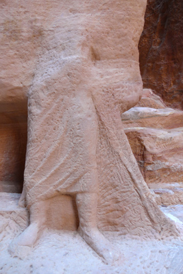 Jordan, Petra, necropolis, camel leader statue