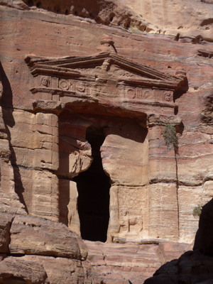 Jordan, Petra, climb to Ad Deir, tomb entrance