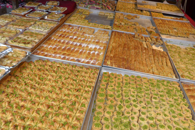 Israel, Tel Aviv, Carmela Market, pastries, baklava
