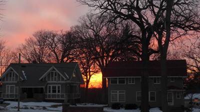 USA, Iowa, Cedar Rapids, sunset