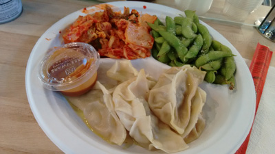 USA, Iowa, Cedar Rapids, Newbo City Market, Korean, dumplings