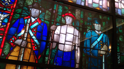 USA, Iowa, Cedar Rapids, Veteran's Memorial, stained glass, Grant Wood