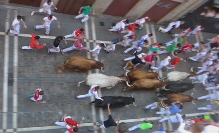 España, Spain, País Vasco, Basque Country, Pamplona, Iruña, Encierro, Running of the Bulls