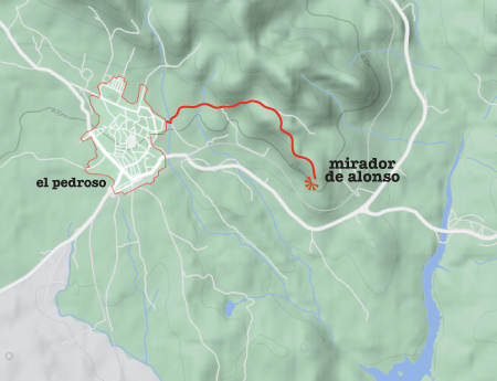 Spain, España, El Pedroso, train, hiking, Mirador de Alonso, map