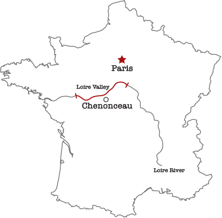 France, Chenonceau, map, Loire