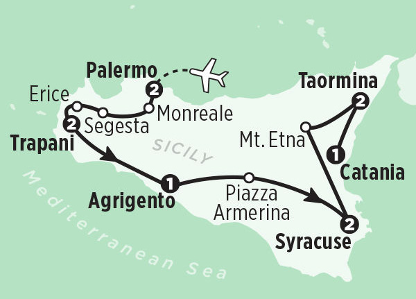 map, Sicily, Italy, Italia, Rick Steves' Europe, tour